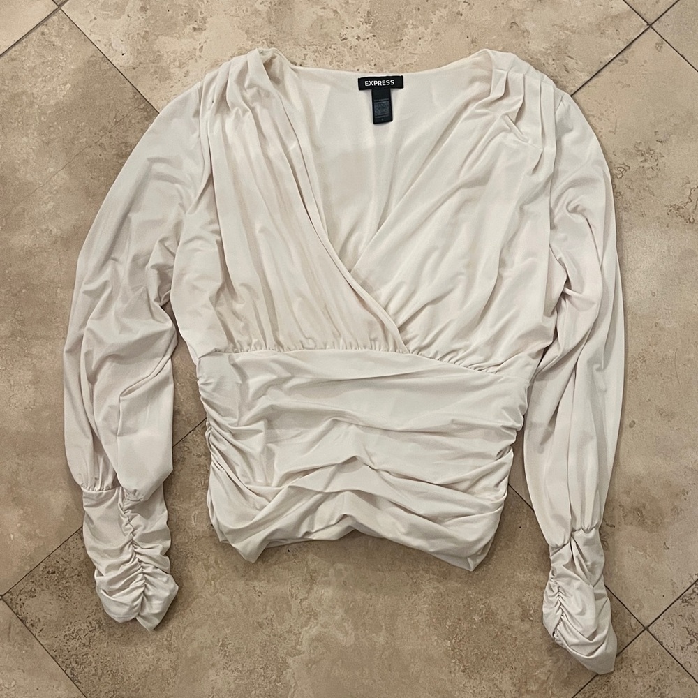 Express Soft Cream Ruched Blouse